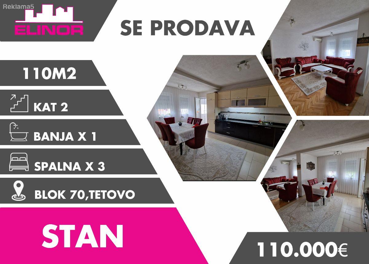 Se prodava stan so 3 spalni vo Blok 70, Tetovo
