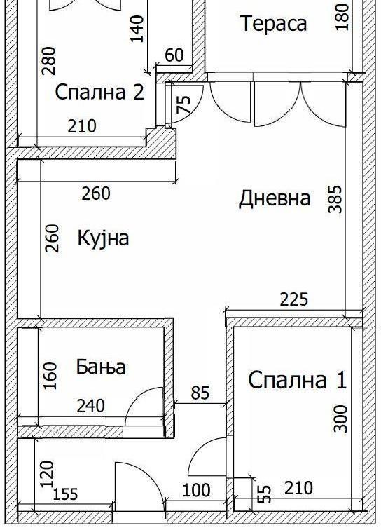 A 47m2 apartment with two bedrooms is for sale in Karposh 3