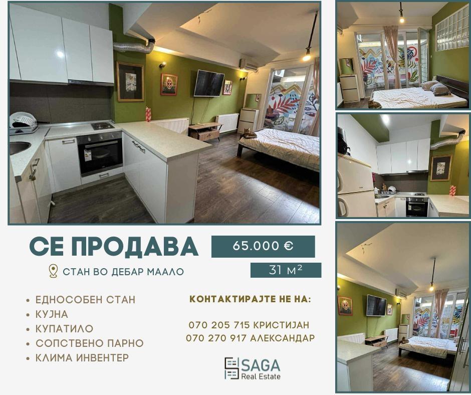 A studio apartment for sale in Debar Maalo with an area of 31 m²