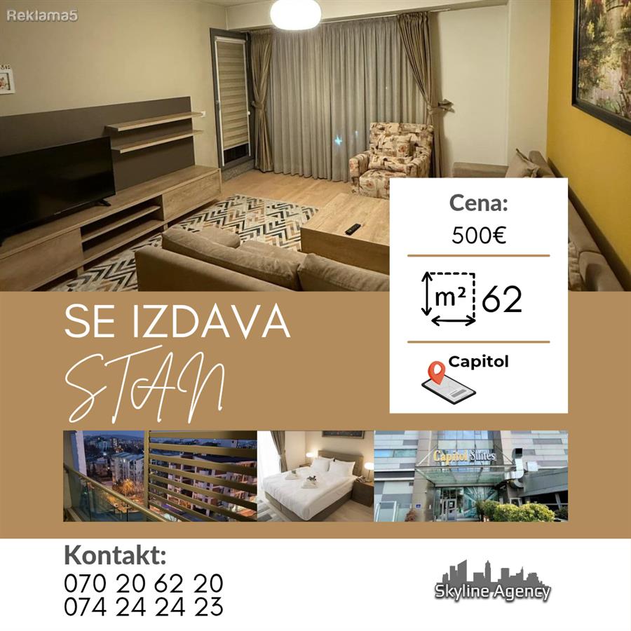 SE IZDAVA stan vo Capitol, Skopje