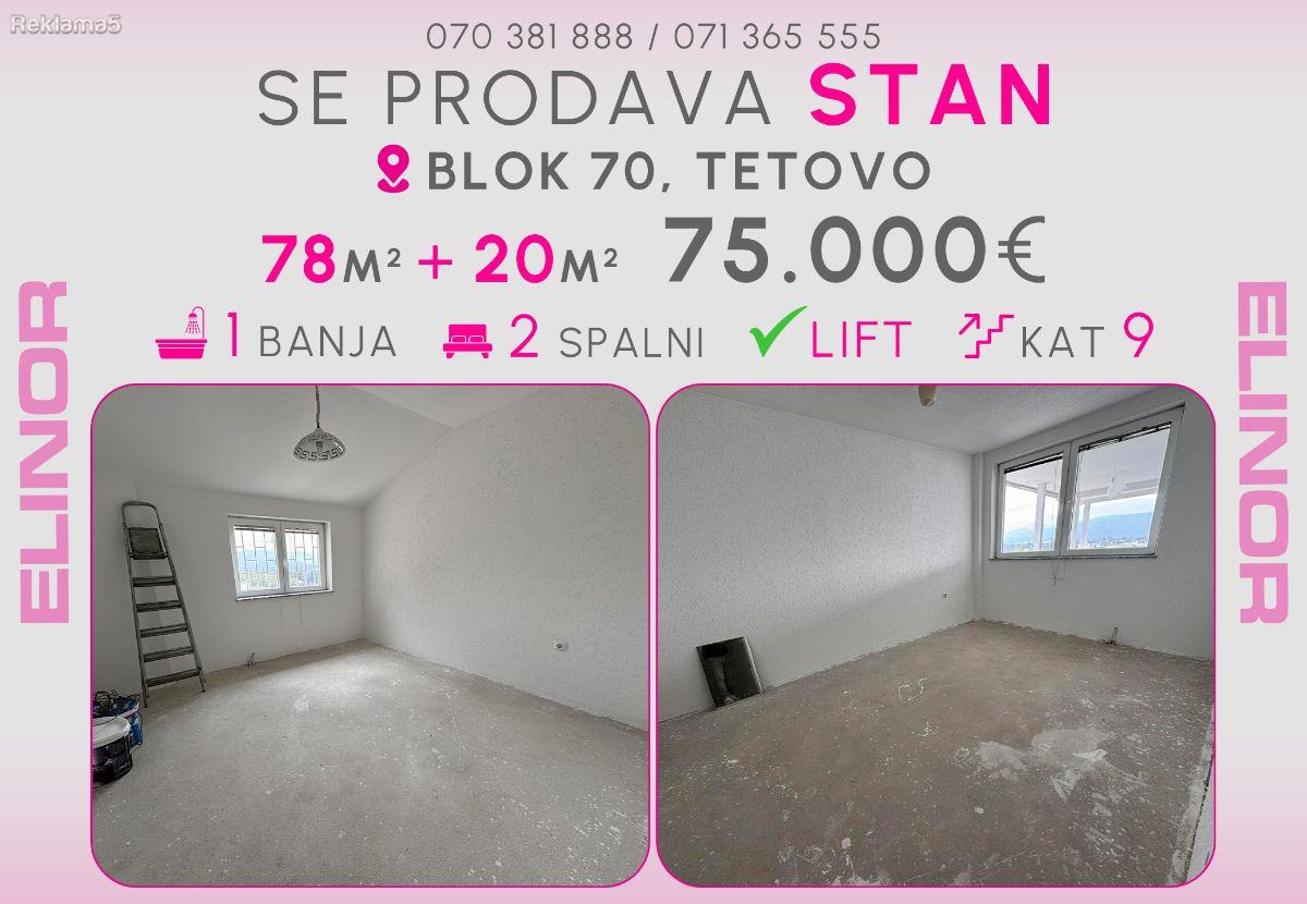 Se prodava stan vo Blok 70 vo Tetovo