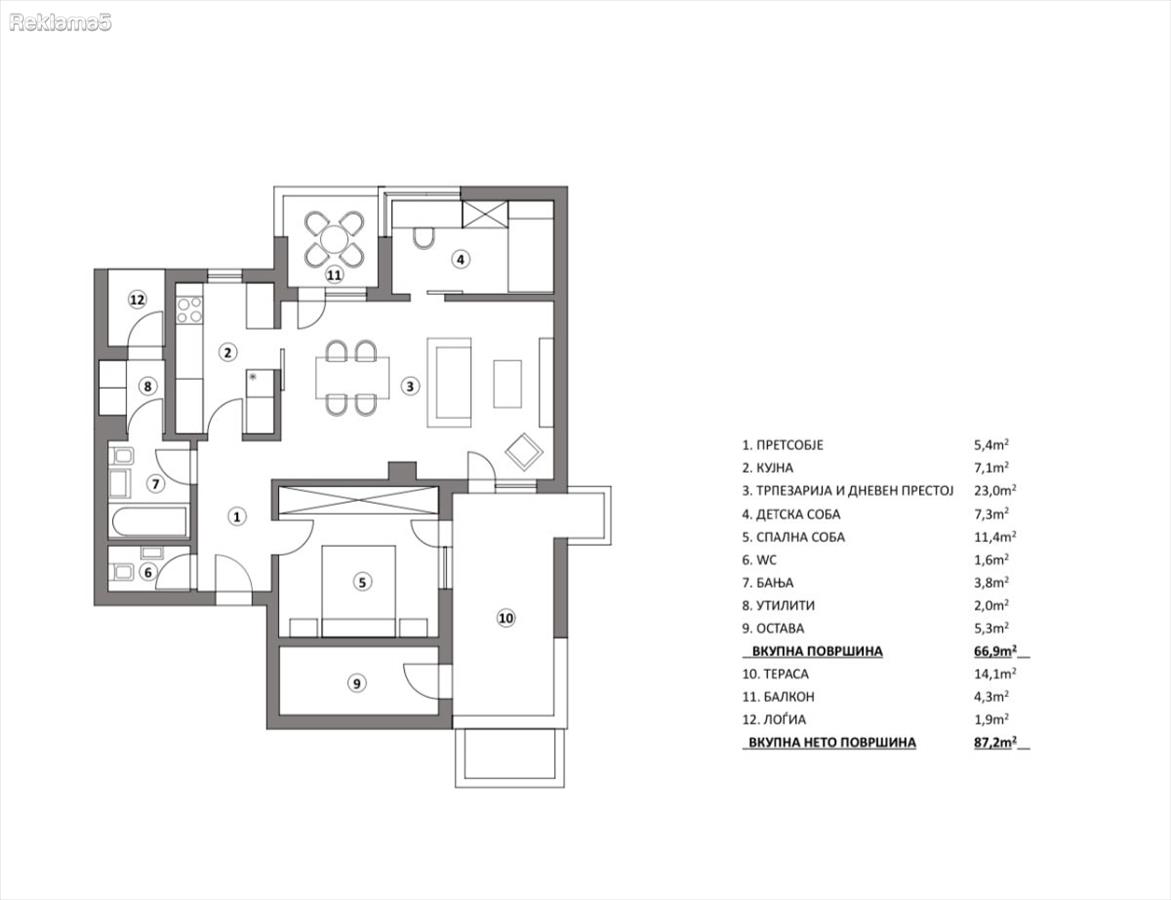 Aerodrom 3 soben stan od 87m2