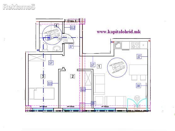 ***Capital*** Three-room apartment in Ohrid, 45 m2 near the lake