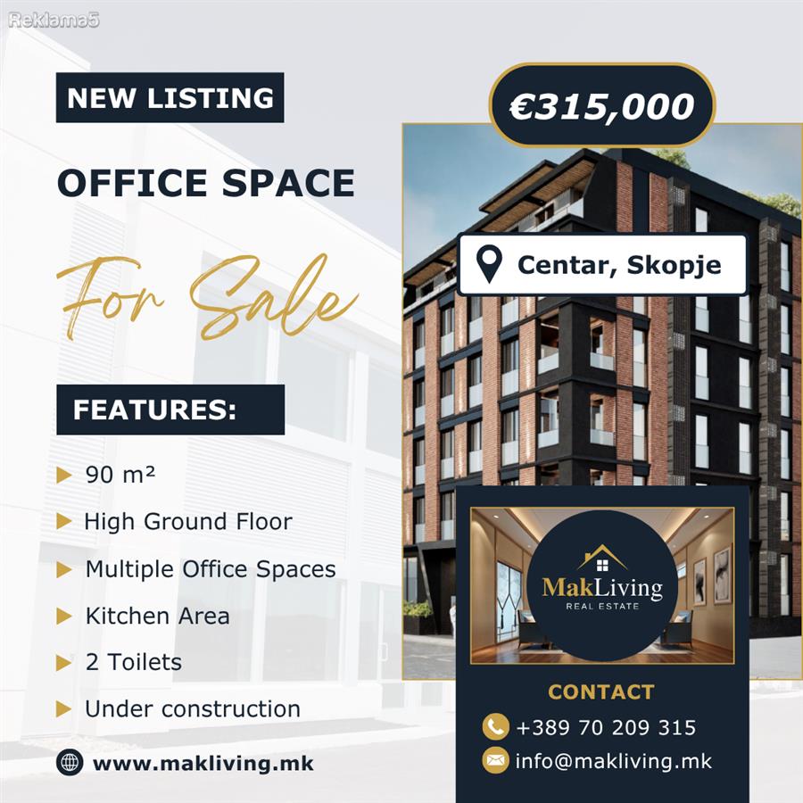 FOR SALE | Office space 90m2 in Centar, Skopje