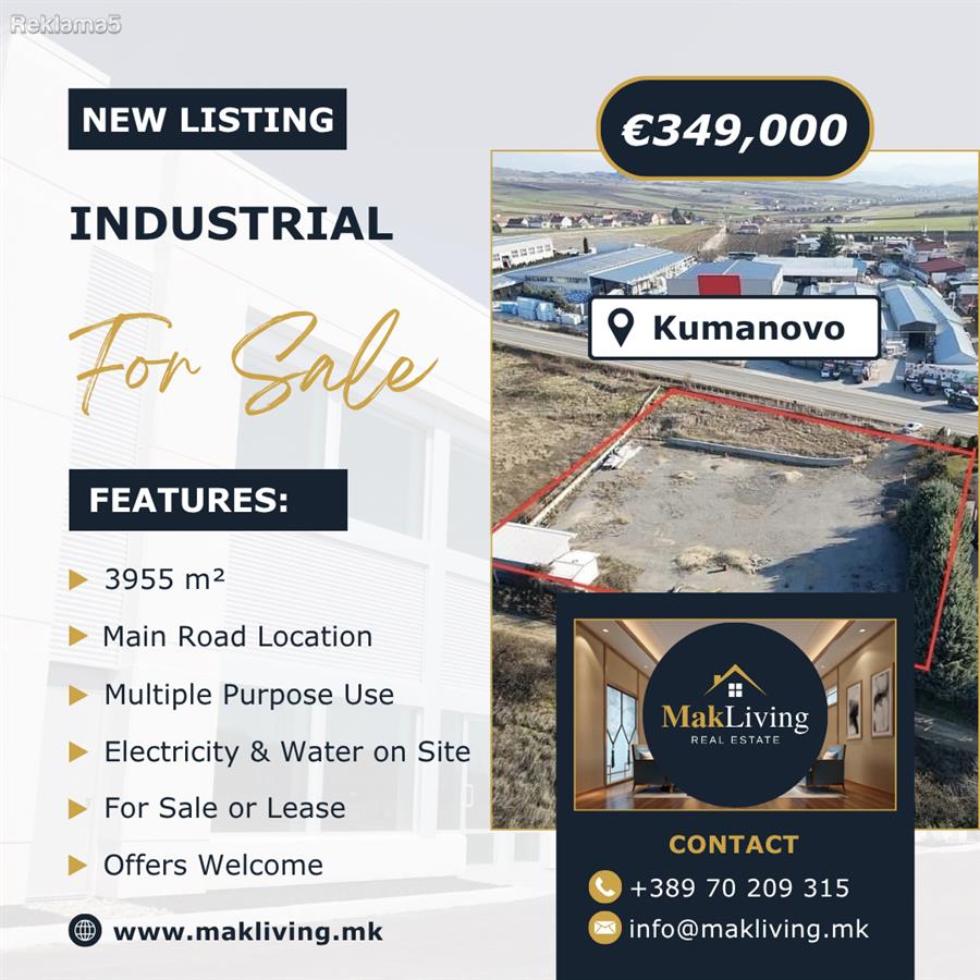FOR SALE | Industrial plot in Kumanovo