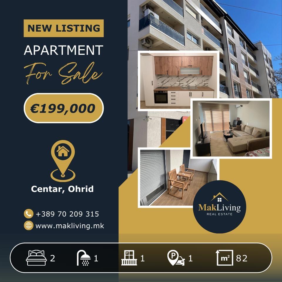 Moderen Trosoben stan 82m2 vo centarot na Ohrid