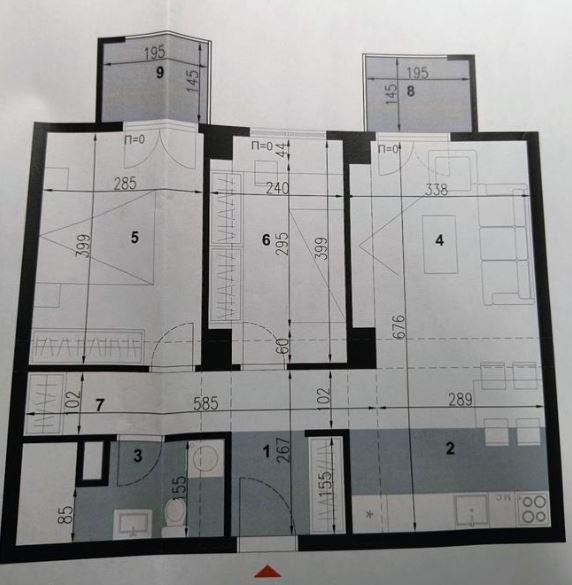 Stan vo gradba 61 m2 trosoben se prodava vo Aerodrom.