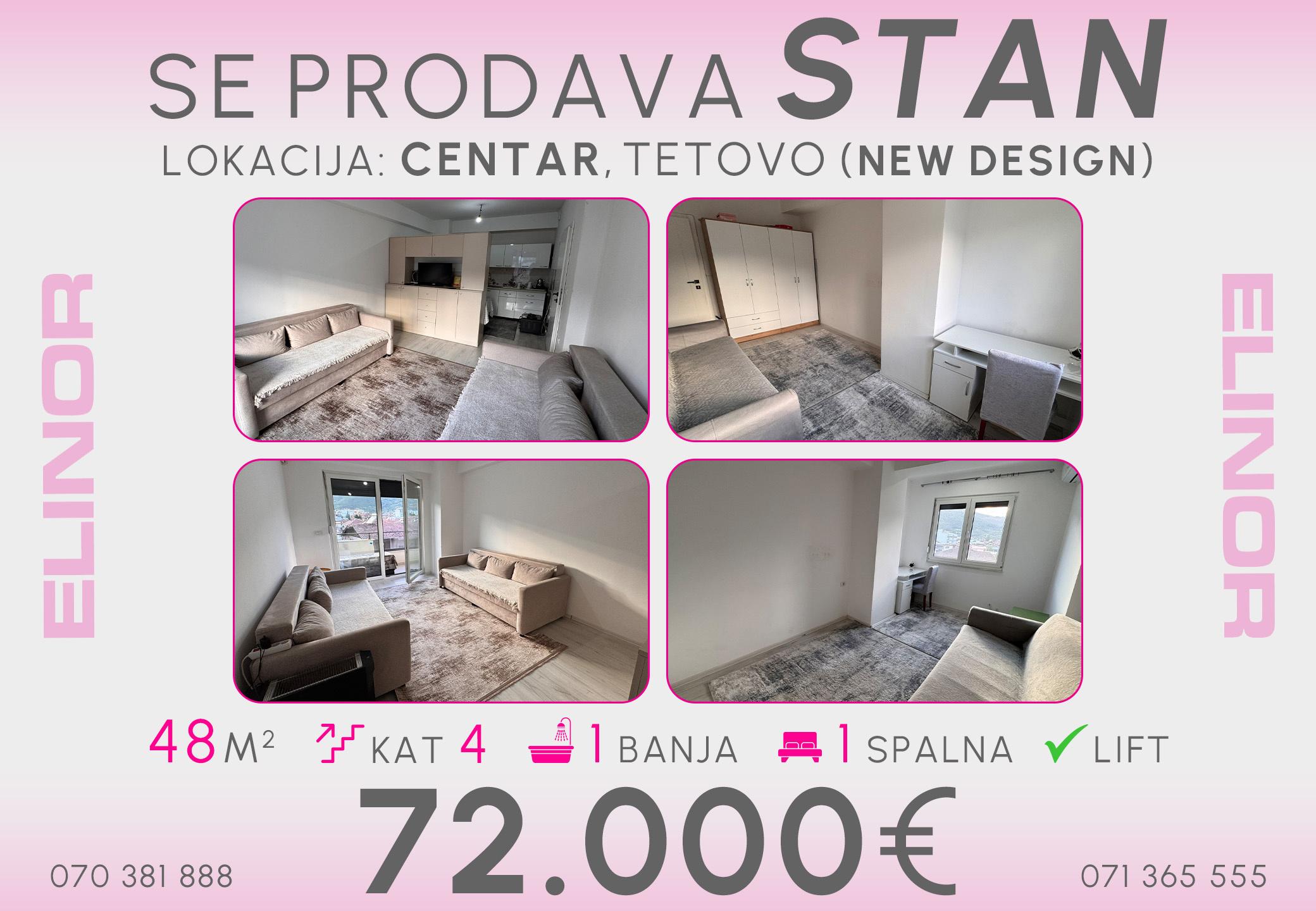 Se prodava stan 48m2 vo Centar vo Tetovo