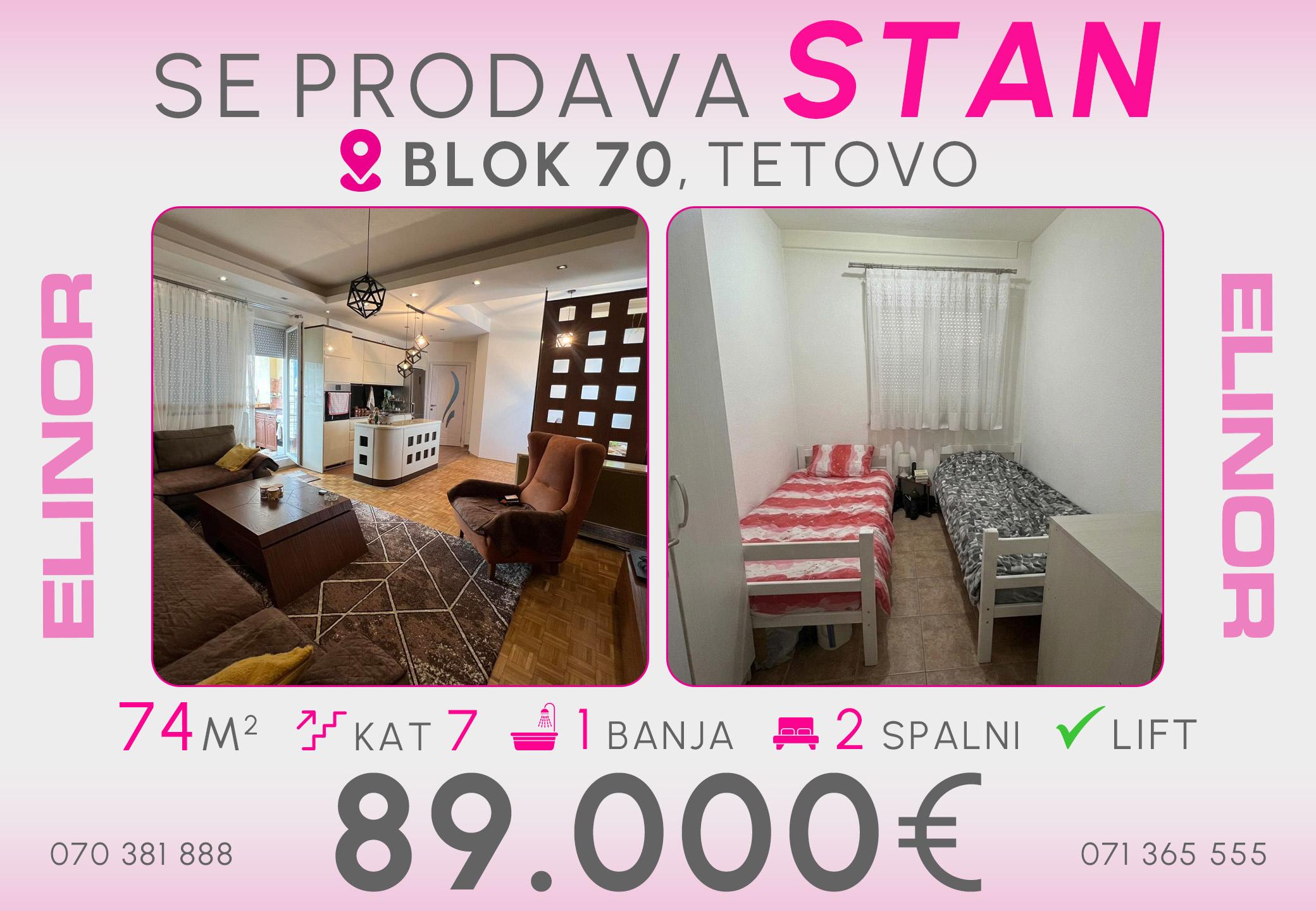Se prodava stan vo Blok 70 vo Tetovo