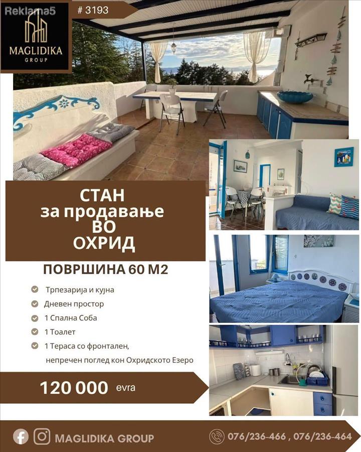 APARTMENT FOR SALE WITH A FRONTAL VIEW OF THE OHRID LAKE