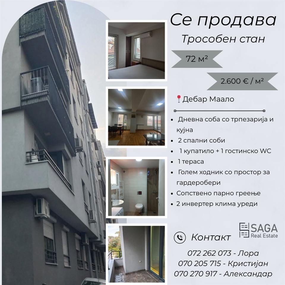 Apartment for sale - 72 m², Debar Maalo (Center, Skopje)