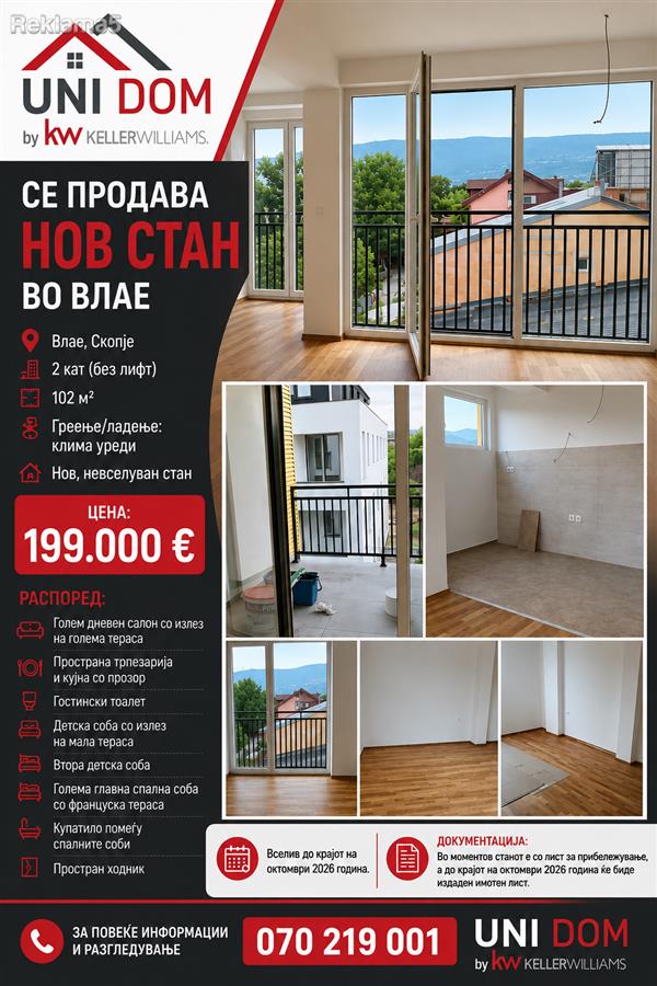 Prodavame nov stan so 3 splani vo Vlae