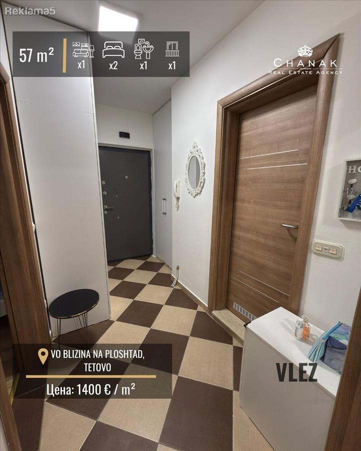 SE PRODAVA STAN VO BLIZINA NA PLOSHTADOT VO TETOVO