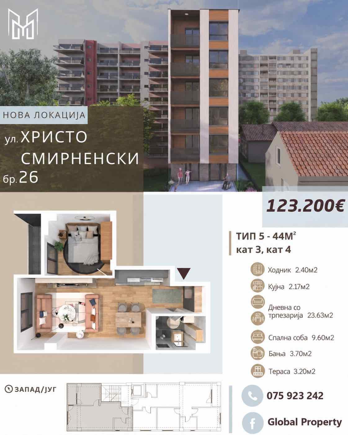 Prodazba stan 45m2 Centar pozadi univerzalna - zavrsna faza