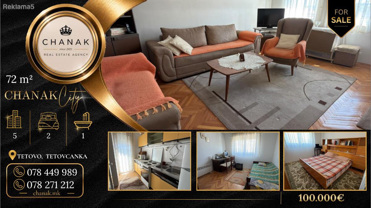 STAN NA PRODAZHBA – 72 m² + 6 m², TETOVCHANKA