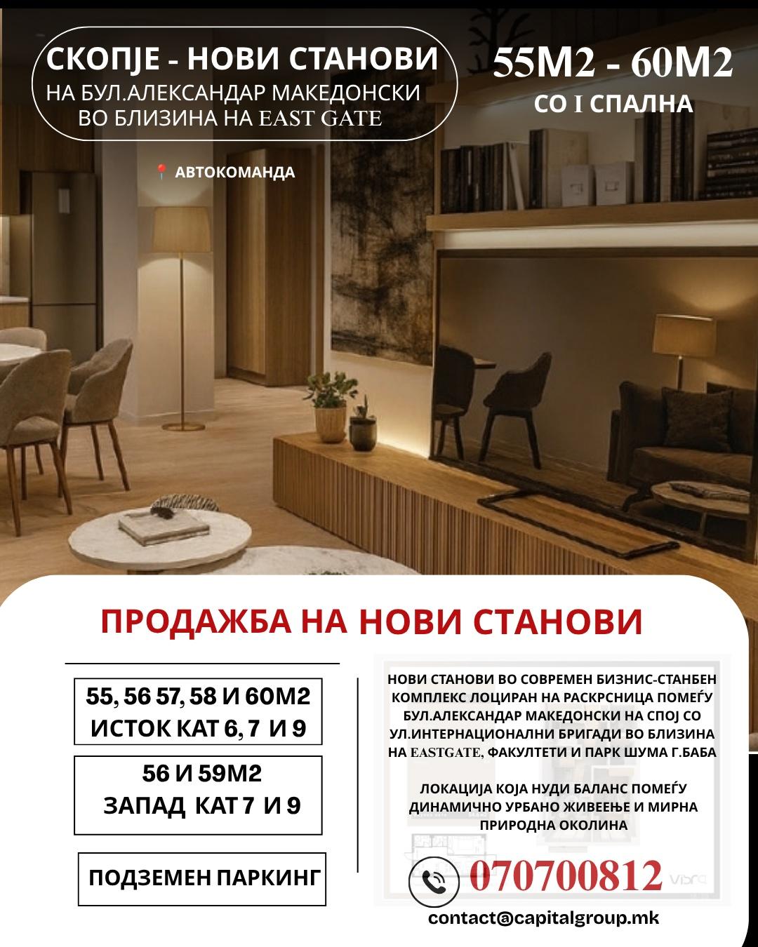 SKOPJE NOVI STSNOVI 54-59m2 I bedroom