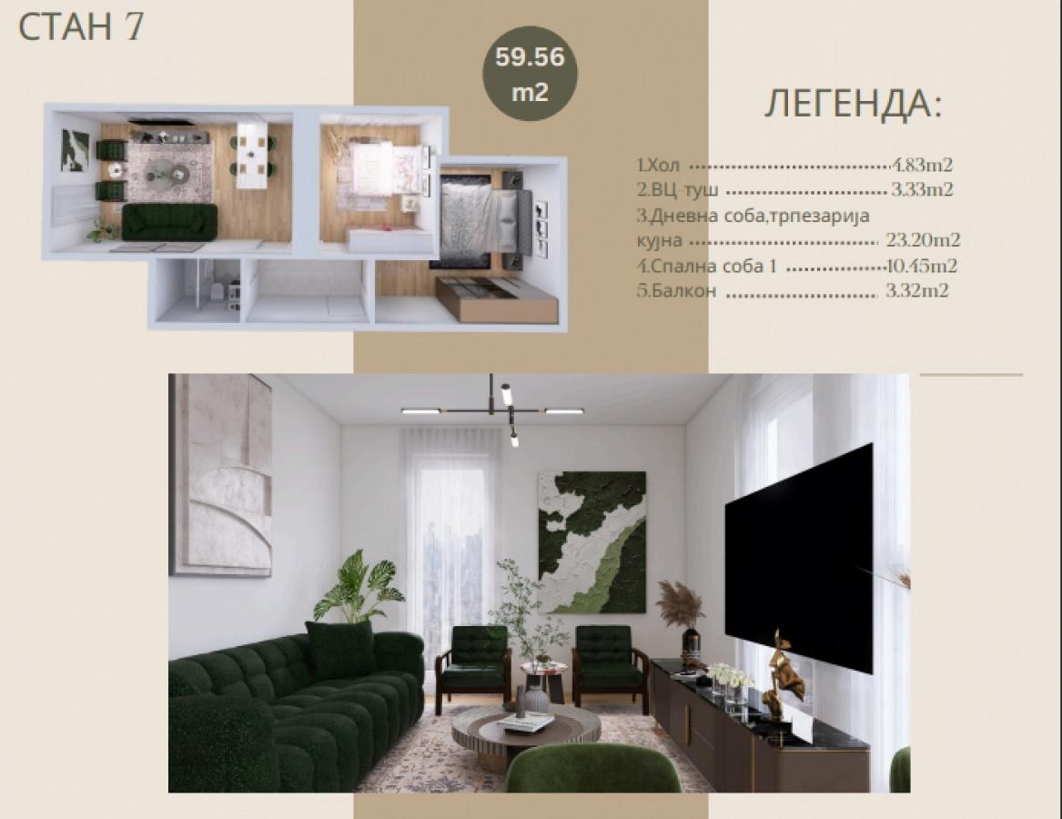 60m2 apartment for sale in Ohrid