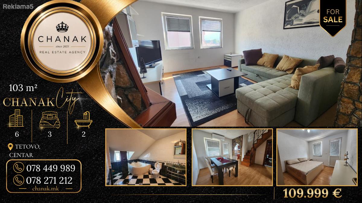 Luksuzen dupleks stan 103m² so 3 spalni | Tetovo, Centar