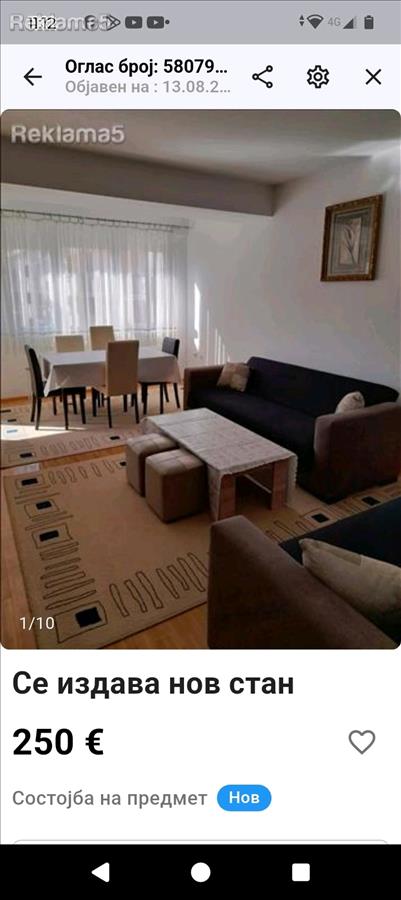 New apartment for rent in Karposh