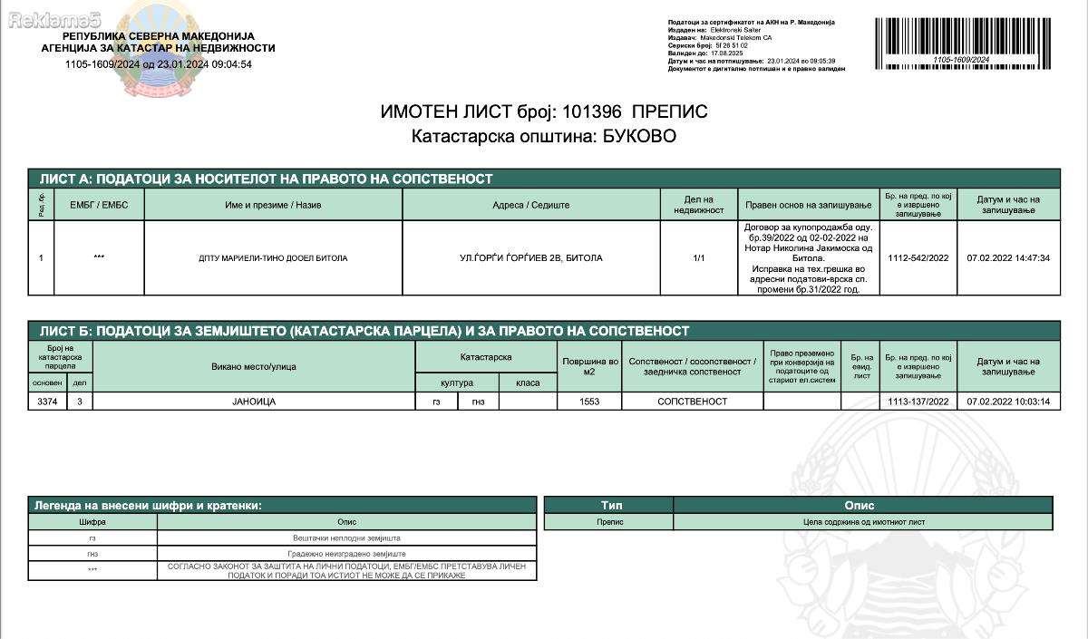 Building land for sale with a building permit
